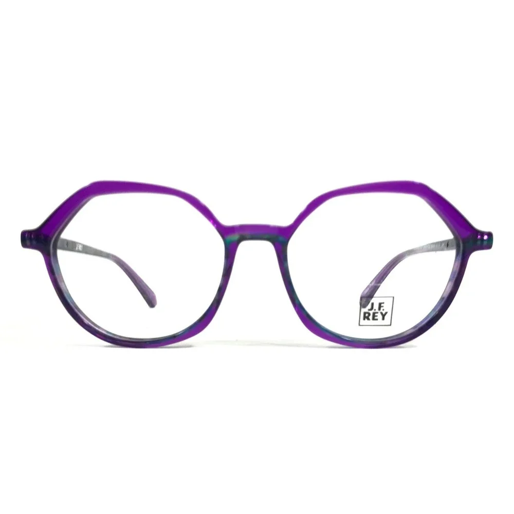 J. F. Rey Eyeglasses Frames JF1519 7022 Shiny Purple Round Full Rim 50-16-143
